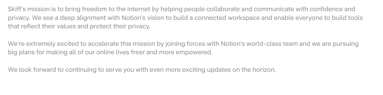 An excrept from the Skiff website