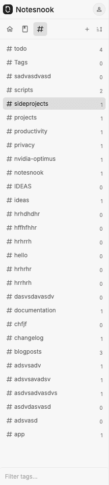 Tags in the new sidebar