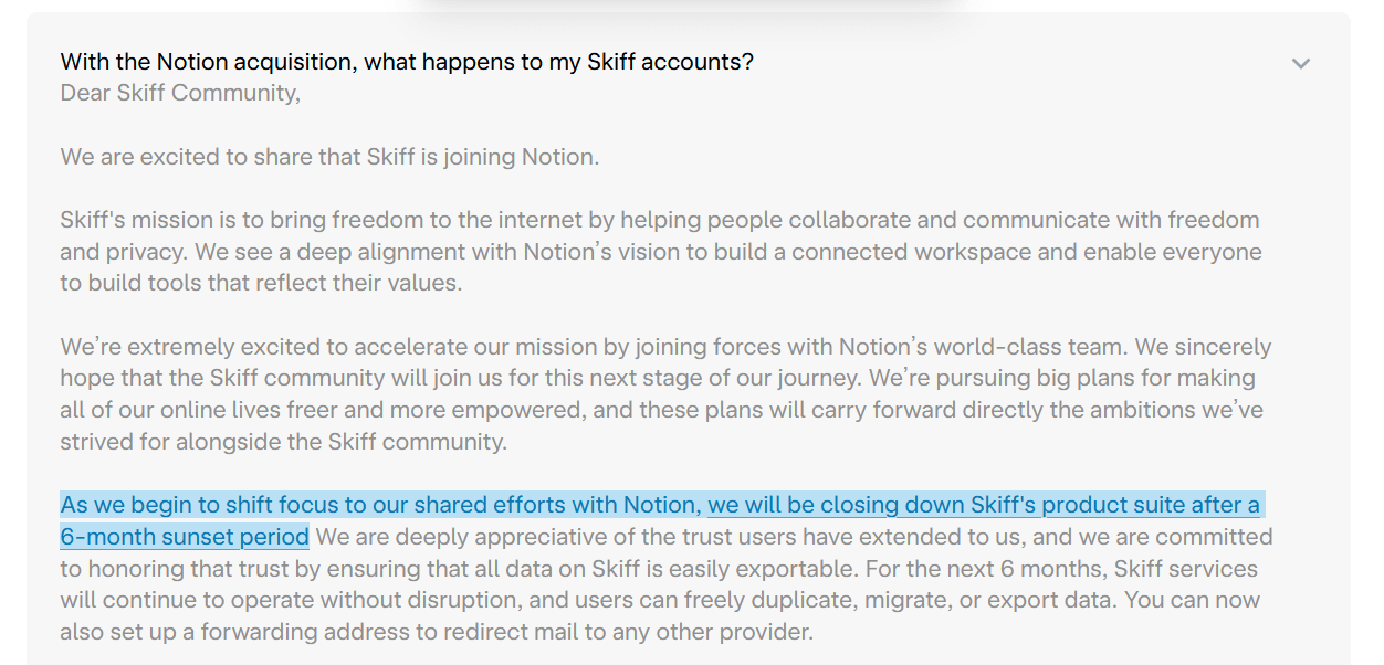 An excrept from the Skiff website